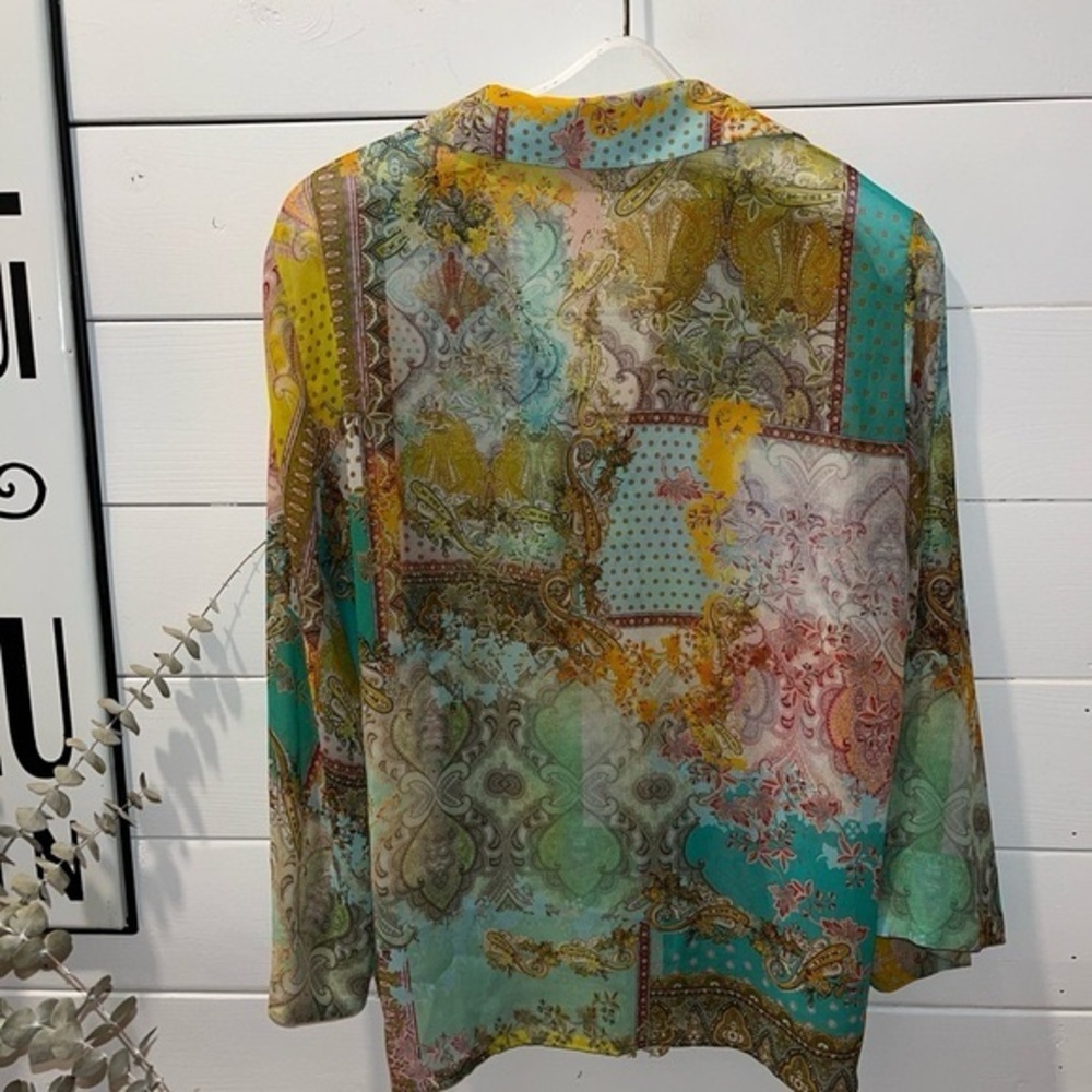 ZARA light colorful printed blouse size M - Picture 2 of 5